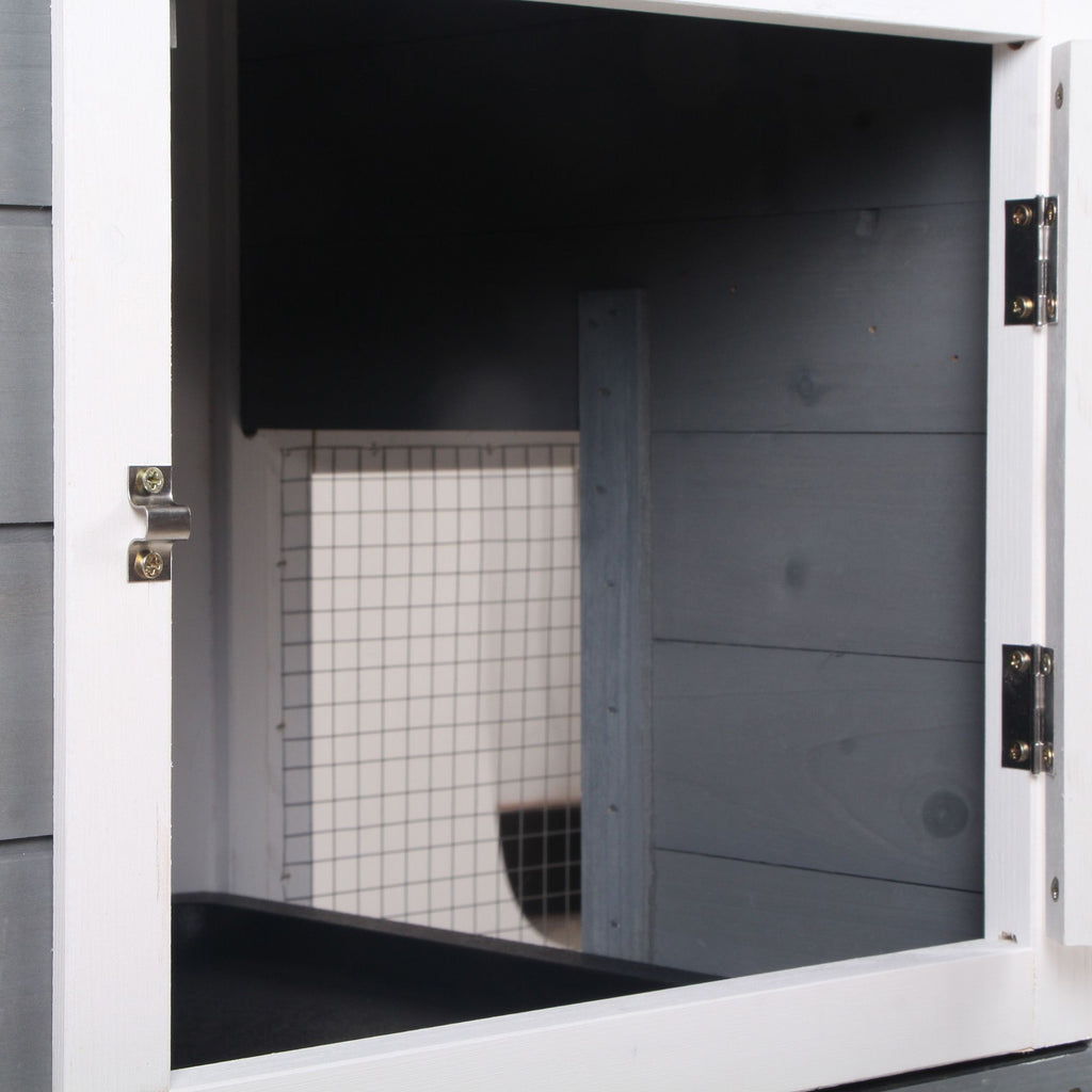 2-Story Outdoor Rabbit Hutch with Ramp & Weatherproof Roof