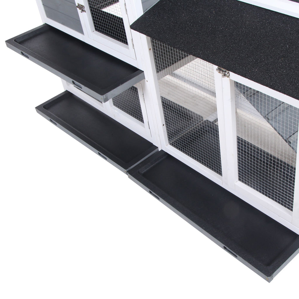2-Story Outdoor Rabbit Hutch with Ramp & Weatherproof Roof