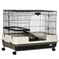 2-Tier Small Animal Cage with Wheels, Removable Trays & Ramp