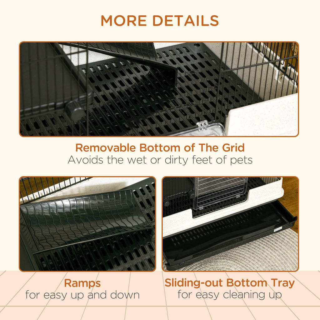 2-Tier Small Animal Cage with Wheels, Removable Trays & Ramp