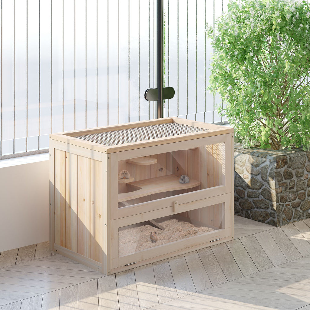 furniture-style 2-Tier Hamster Habitat with Openable Top and Ladder