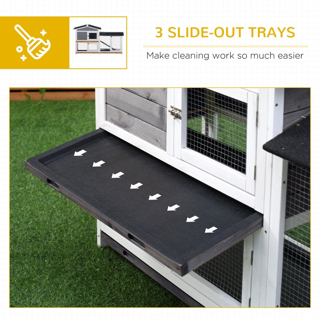 2-Tier Indoor Rabbit Enclosure with furniture-style Hutch and Outdoor Run
