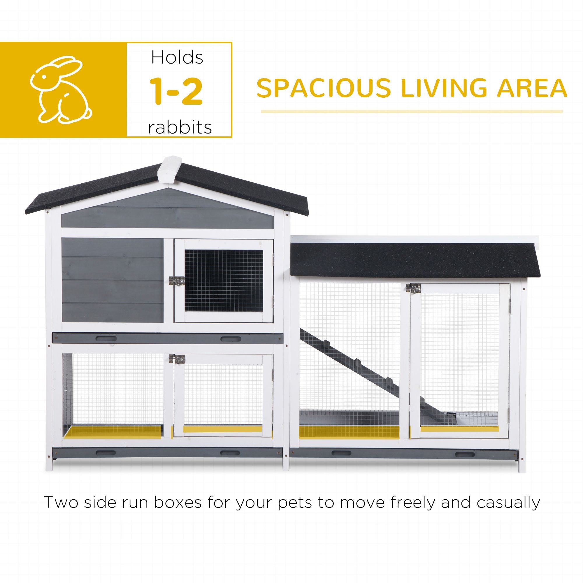 2-Tier Indoor Rabbit Enclosure with furniture-style Hutch and Outdoor Run