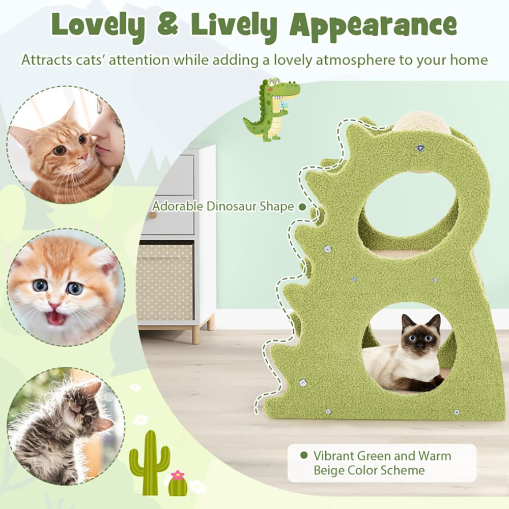 2-Tier Modern Cat Tree for Indoor Cats with Rotatable Sisal Scratching Ball