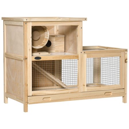 2-Tier furniture-style Hamster Cage – Large Play Area with Ladder, Wheel, and Seesaw