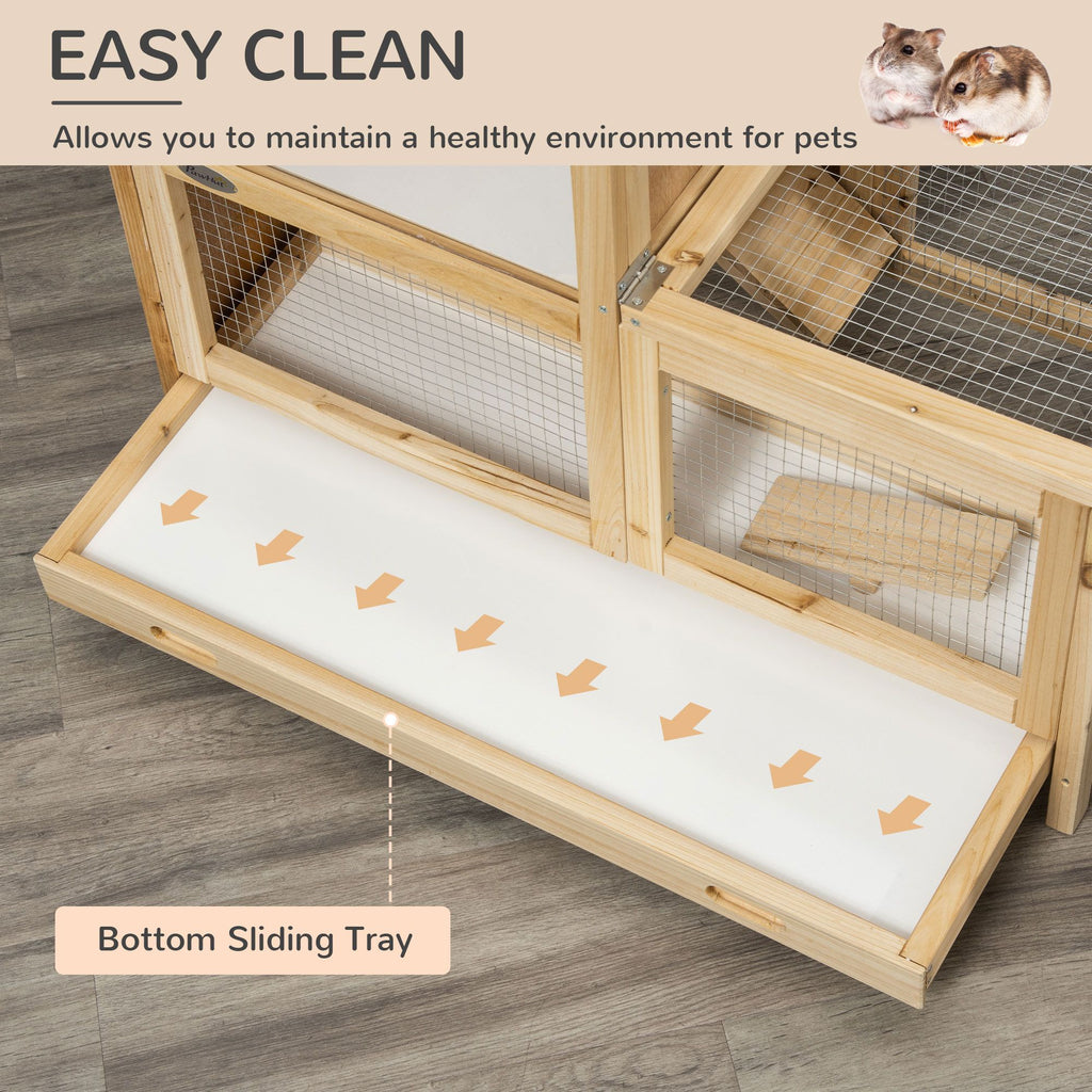 2-Tier furniture-style Hamster Cage – Large Play Area with Ladder, Wheel, and Seesaw