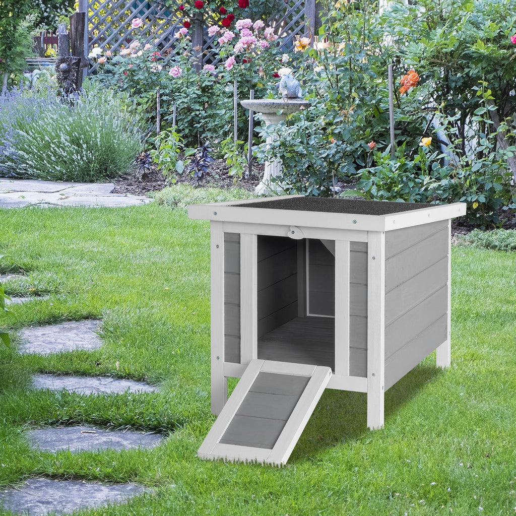 20" furniture-style water-ready Rabbit Hutch - Small Animal House Habitat in Gray