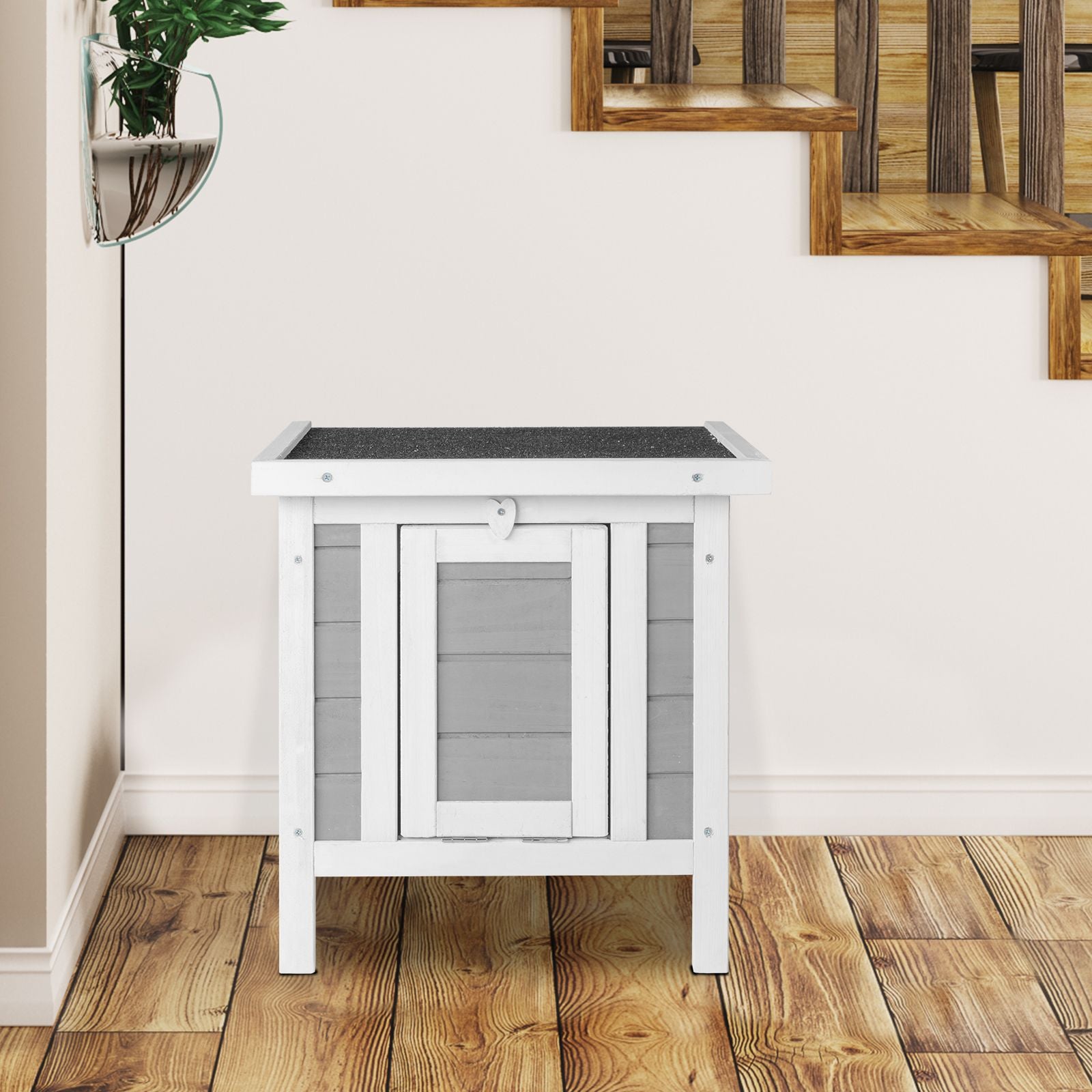 20" furniture-style water-ready Rabbit Hutch - Small Animal House Habitat in Gray