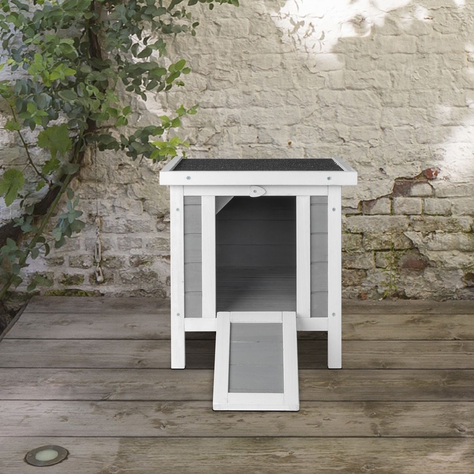 20" furniture-style water-ready Rabbit Hutch - Small Animal House Habitat in Gray