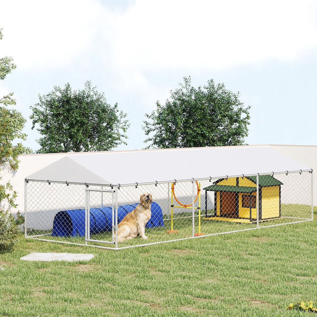 Outdoor Dog Kennel with water-ready Roof for Large Dogs