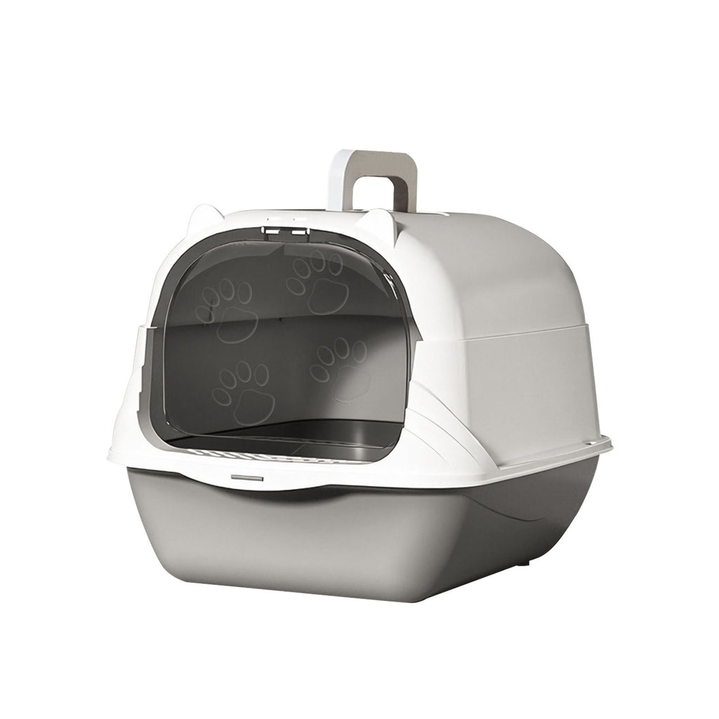 Enclosed Cat Litter Box in Gray with Odor-Locking Design & Accessories