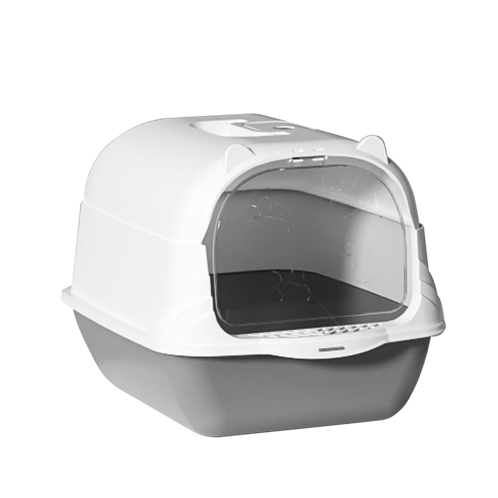 Enclosed Cat Litter Box in Gray with Odor-Locking Design & Accessories