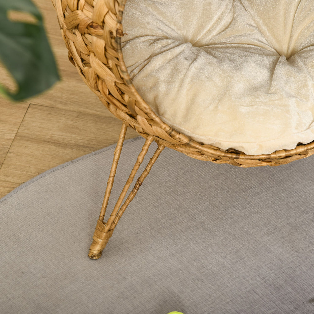 Elevated Woven Rattan Cat Bed with Soft Cushion