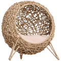 Hand-Woven Banana Leaf Cat House with Cushion – Elevated Pod Design