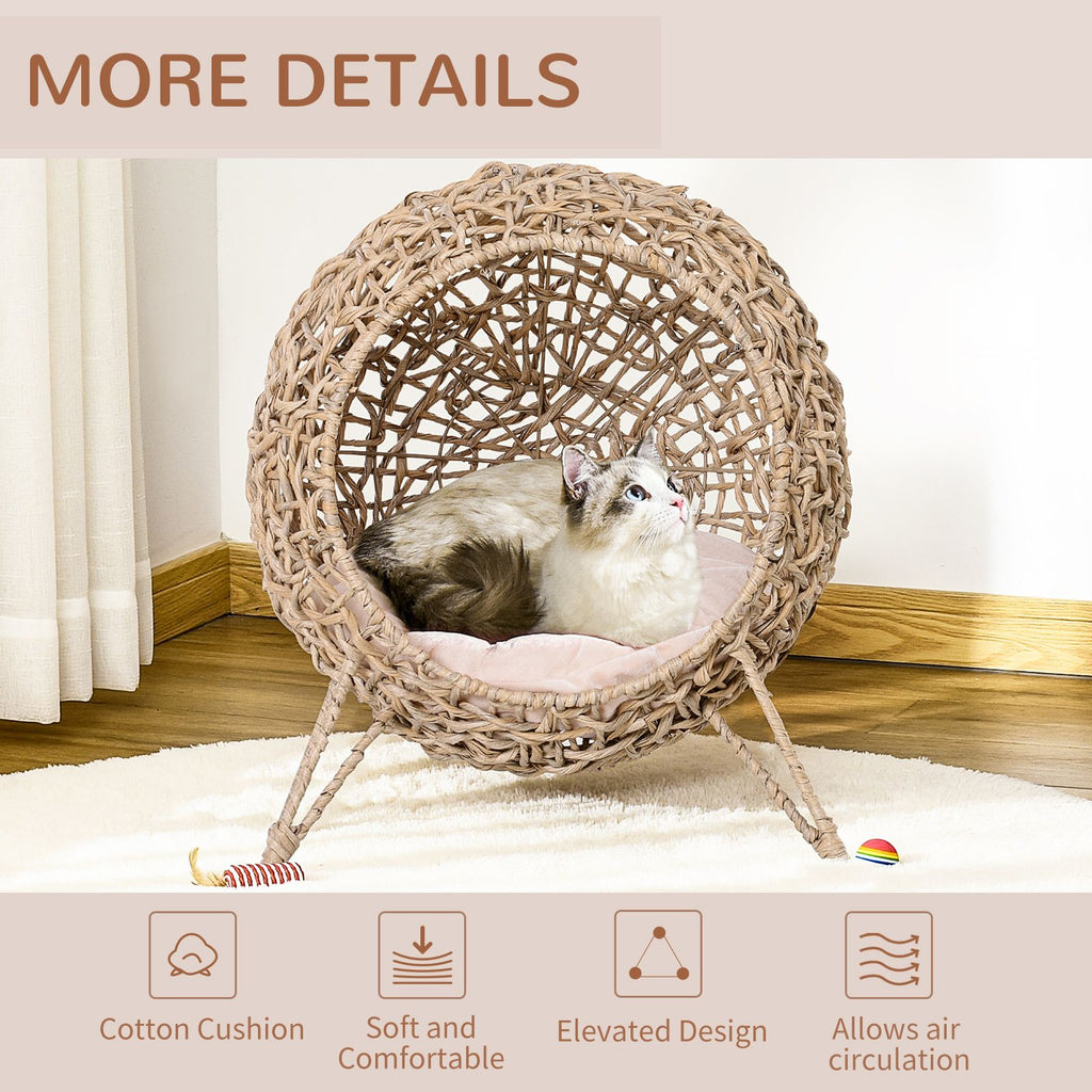 Hand-Woven Banana Leaf Cat House with Cushion – Elevated Pod Design