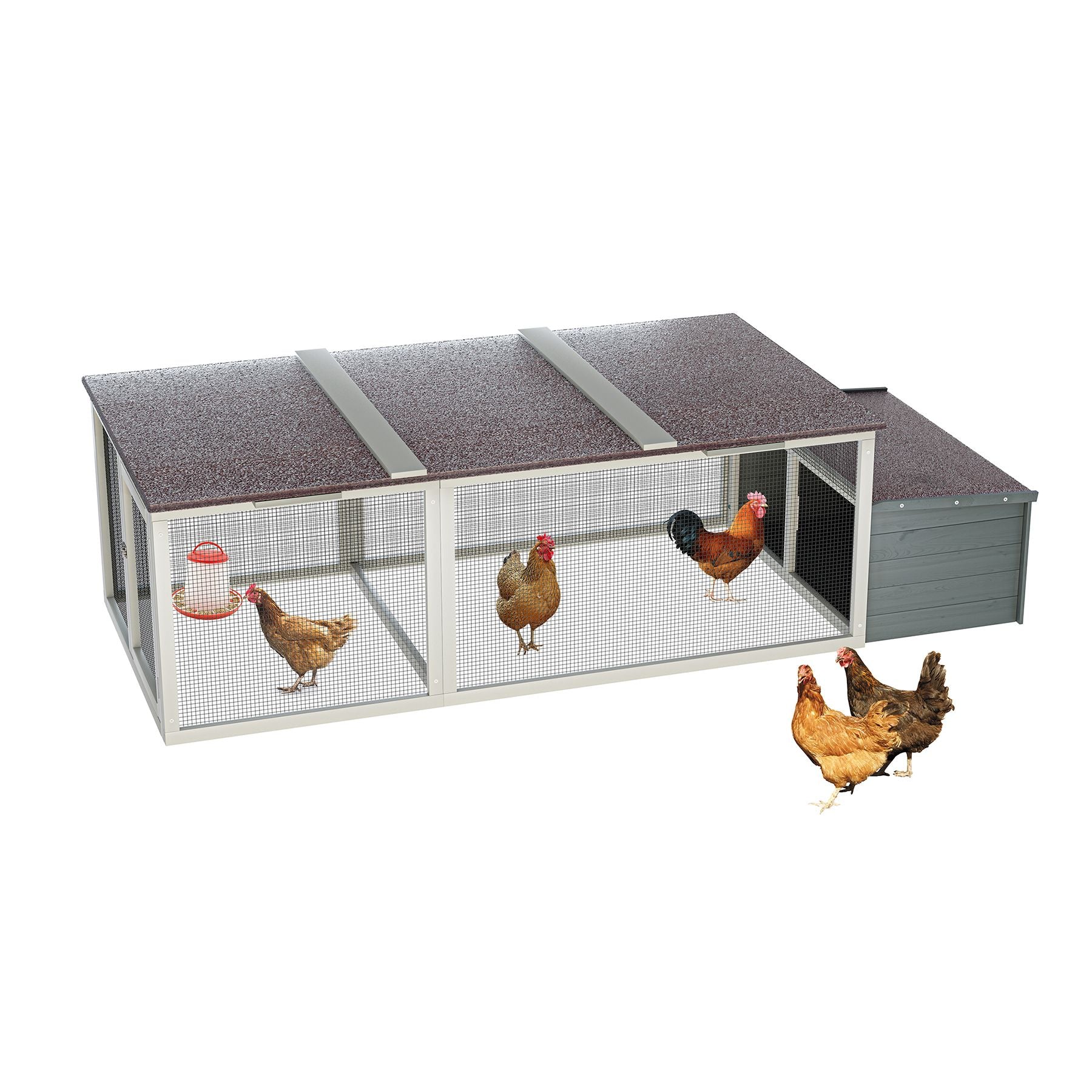 Spacious Outdoor Chicken Coop with Weatherproof Roof and Nesting Box