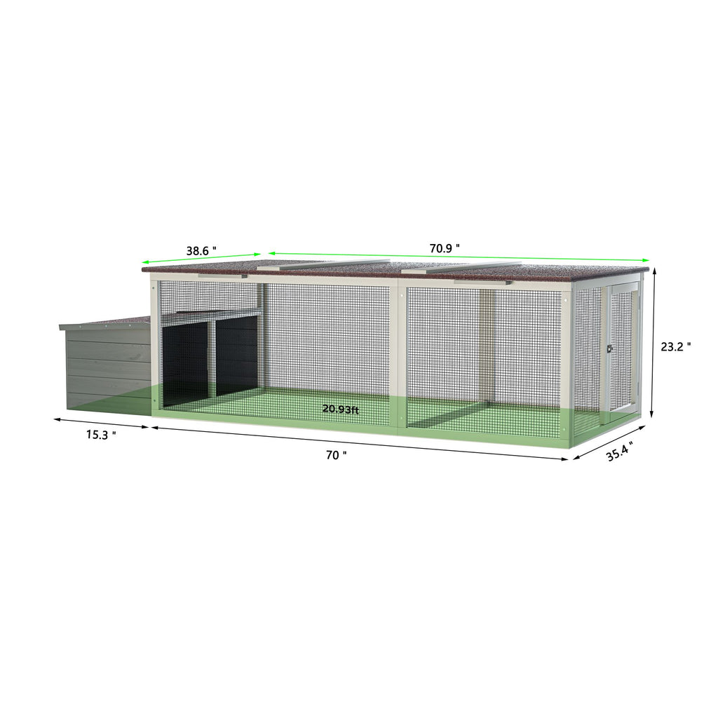 Spacious Outdoor Chicken Coop with Weatherproof Roof and Nesting Box