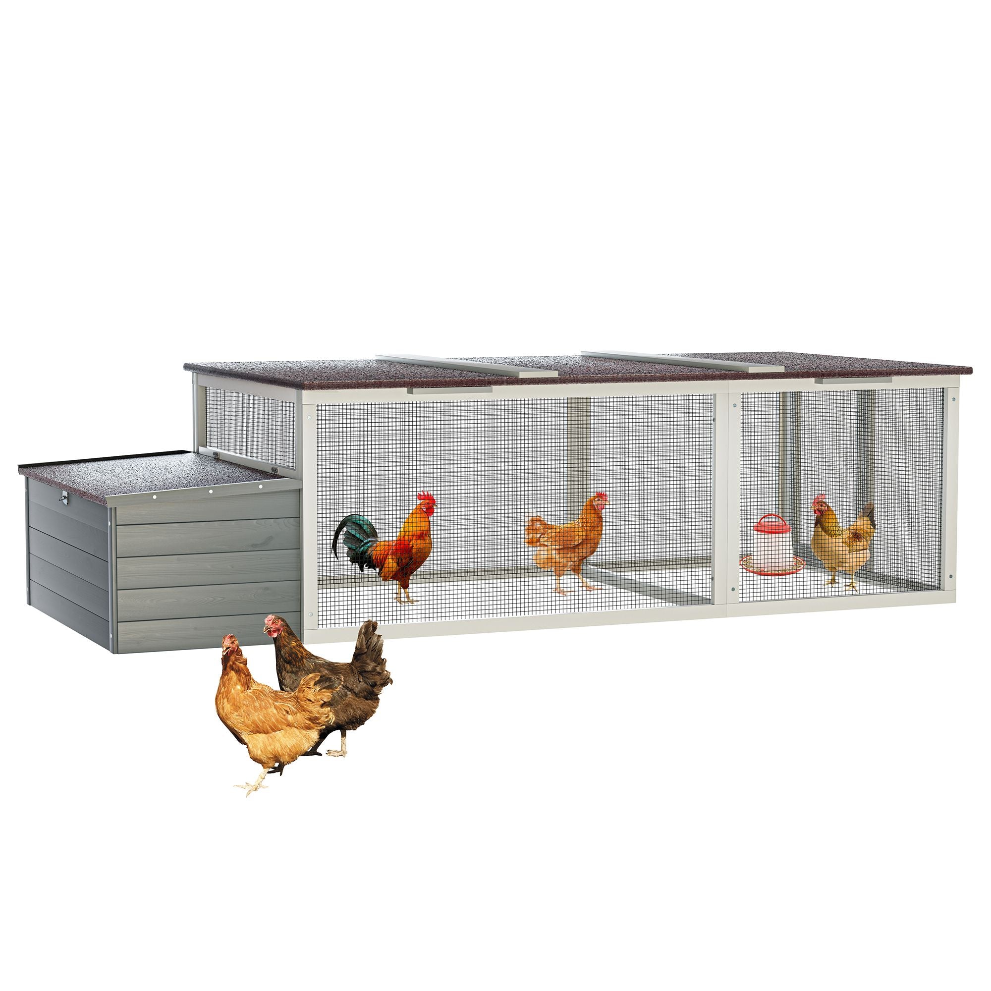 Spacious Outdoor Chicken Coop with Weatherproof Roof and Nesting Box