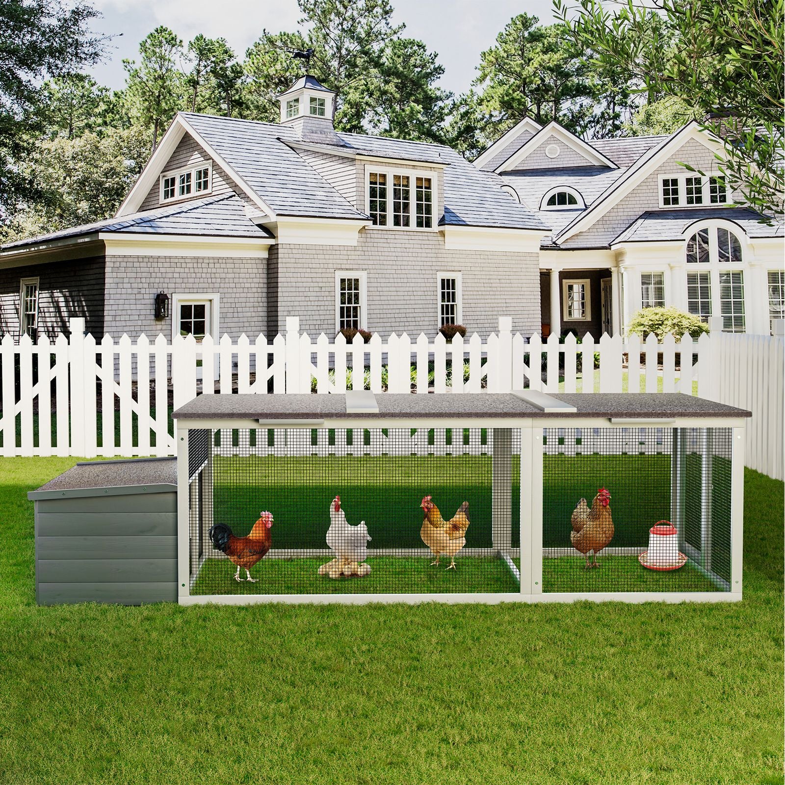 Spacious Outdoor Chicken Coop with Weatherproof Roof and Nesting Box