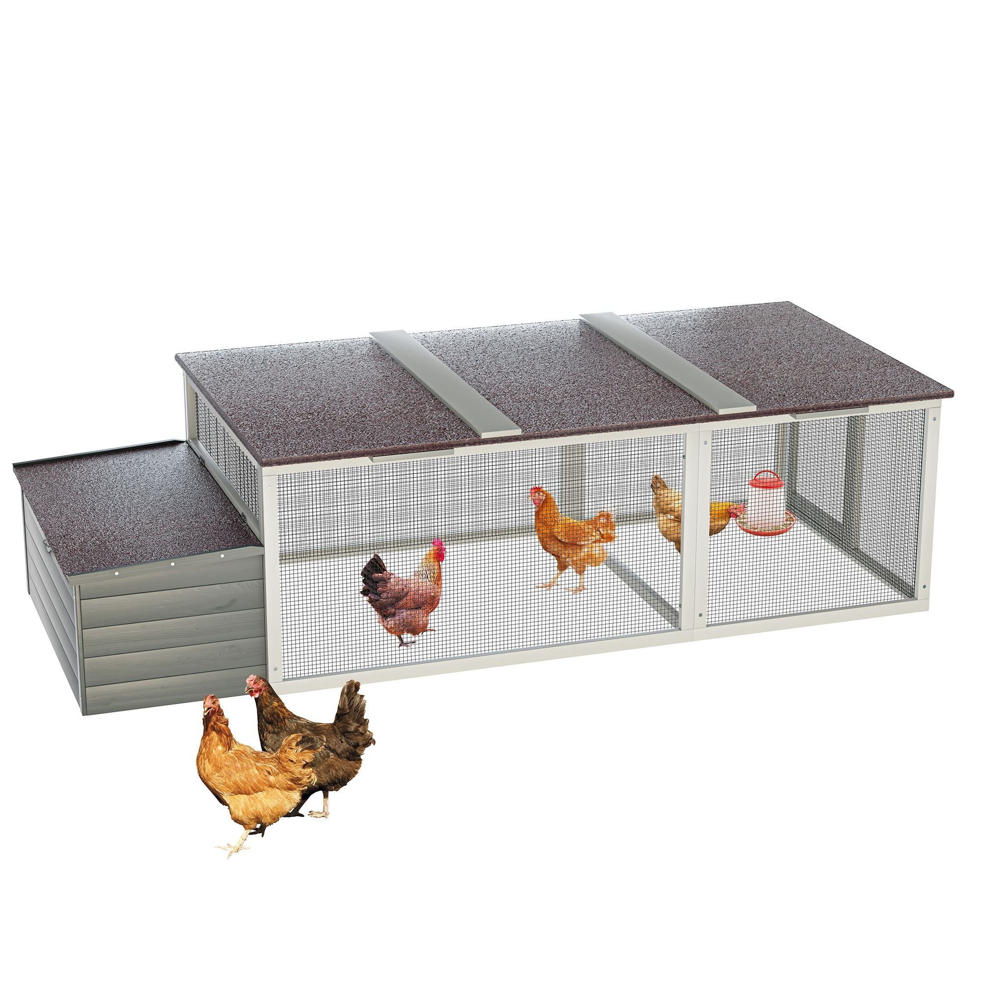 Spacious Outdoor Chicken Coop with Weatherproof Roof and Nesting Box