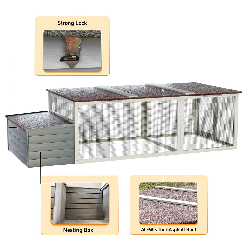 Spacious Outdoor Chicken Coop with Weatherproof Roof and Nesting Box