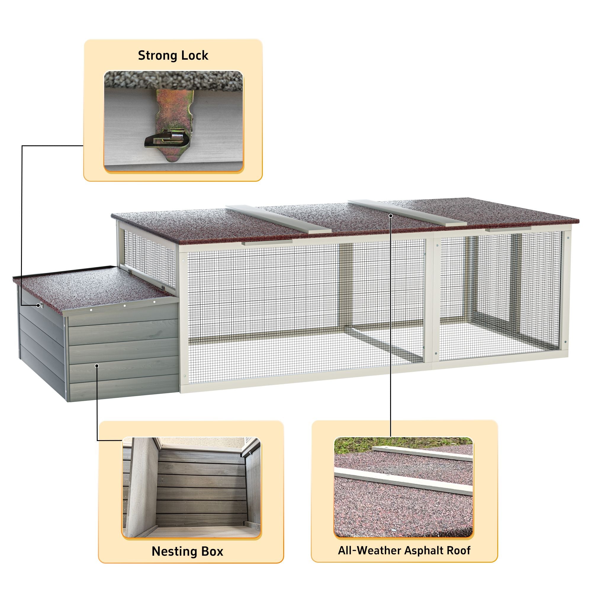 Spacious Outdoor Chicken Coop with Weatherproof Roof and Nesting Box