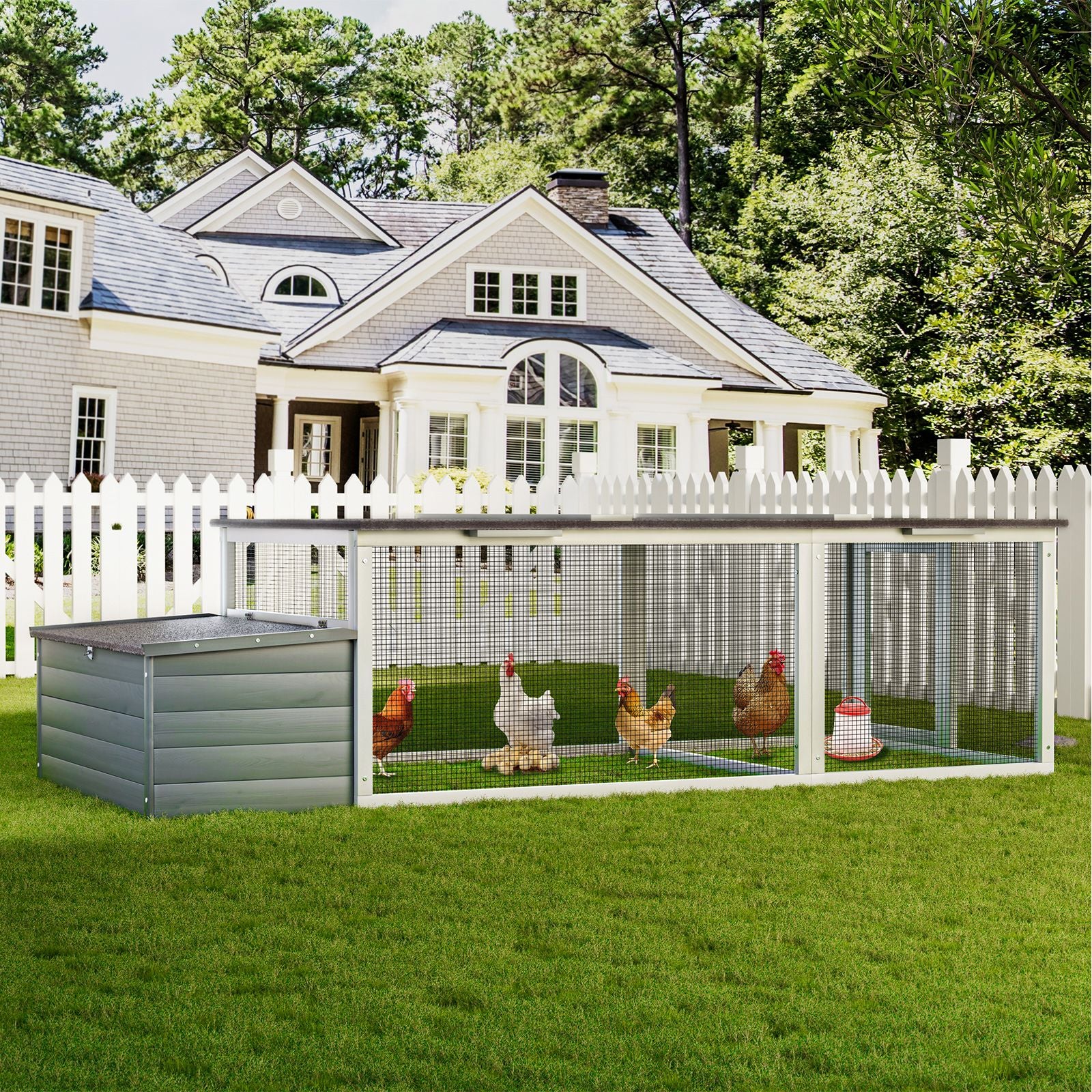Spacious Outdoor Chicken Coop with Weatherproof Roof and Nesting Box