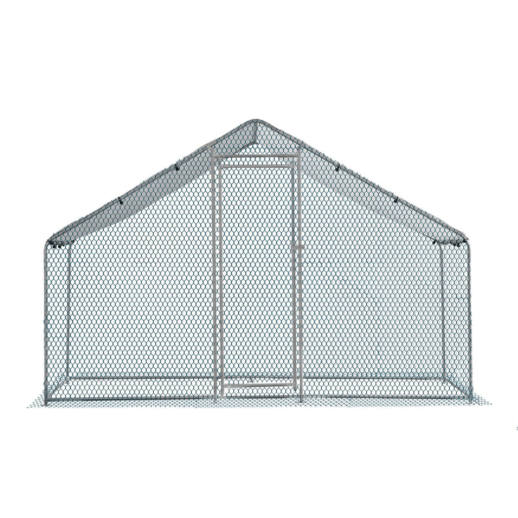 x x Silver Chicken Coop with Pointed Roof and practical PE Cover