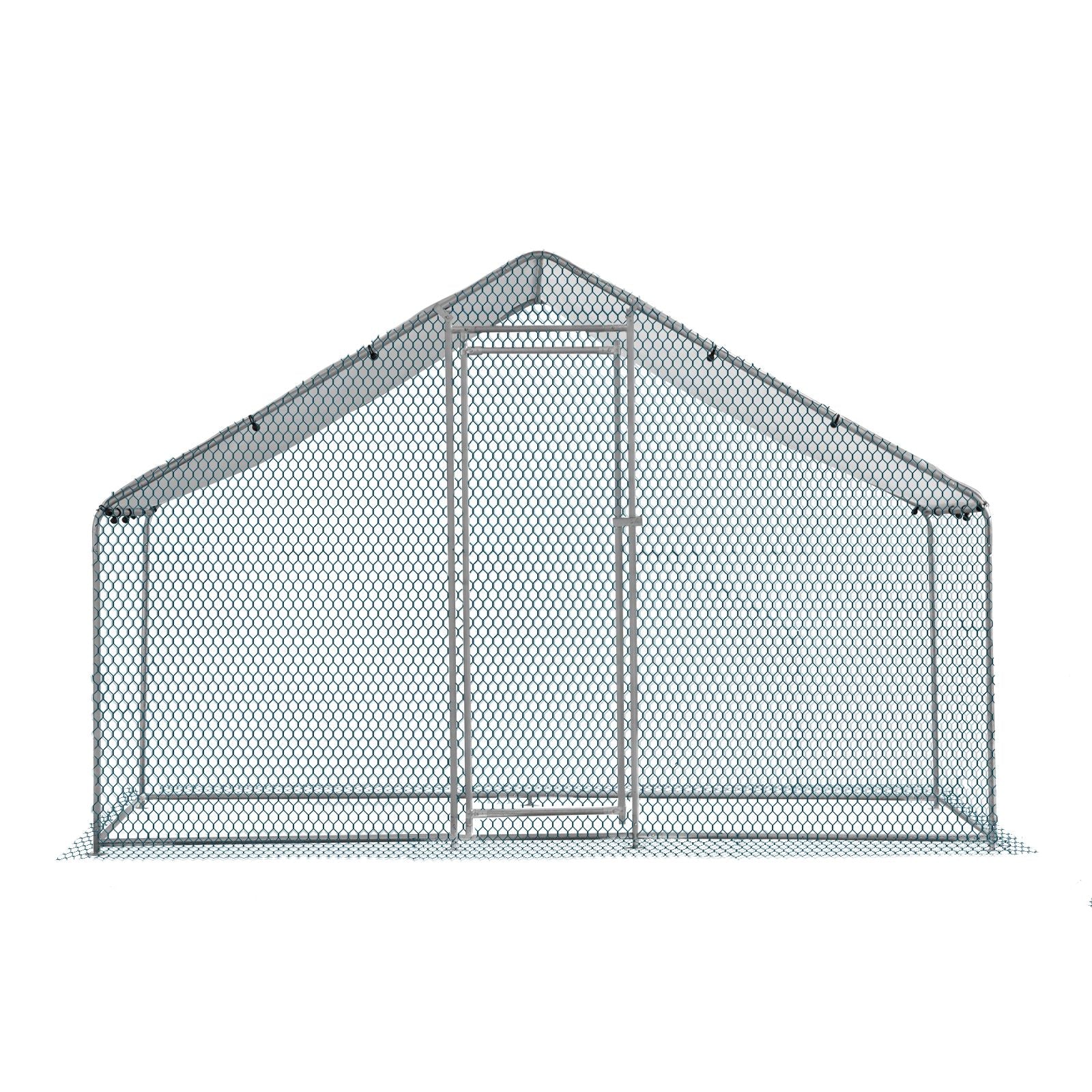 x x Silver Chicken Coop with Pointed Roof and practical PE Cover