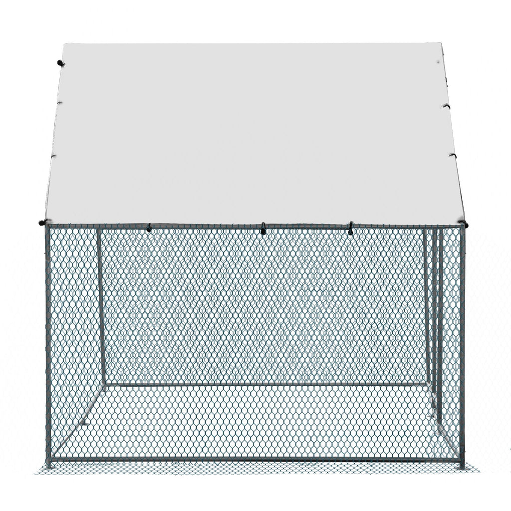 x x Silver Chicken Coop with Pointed Roof and practical PE Cover