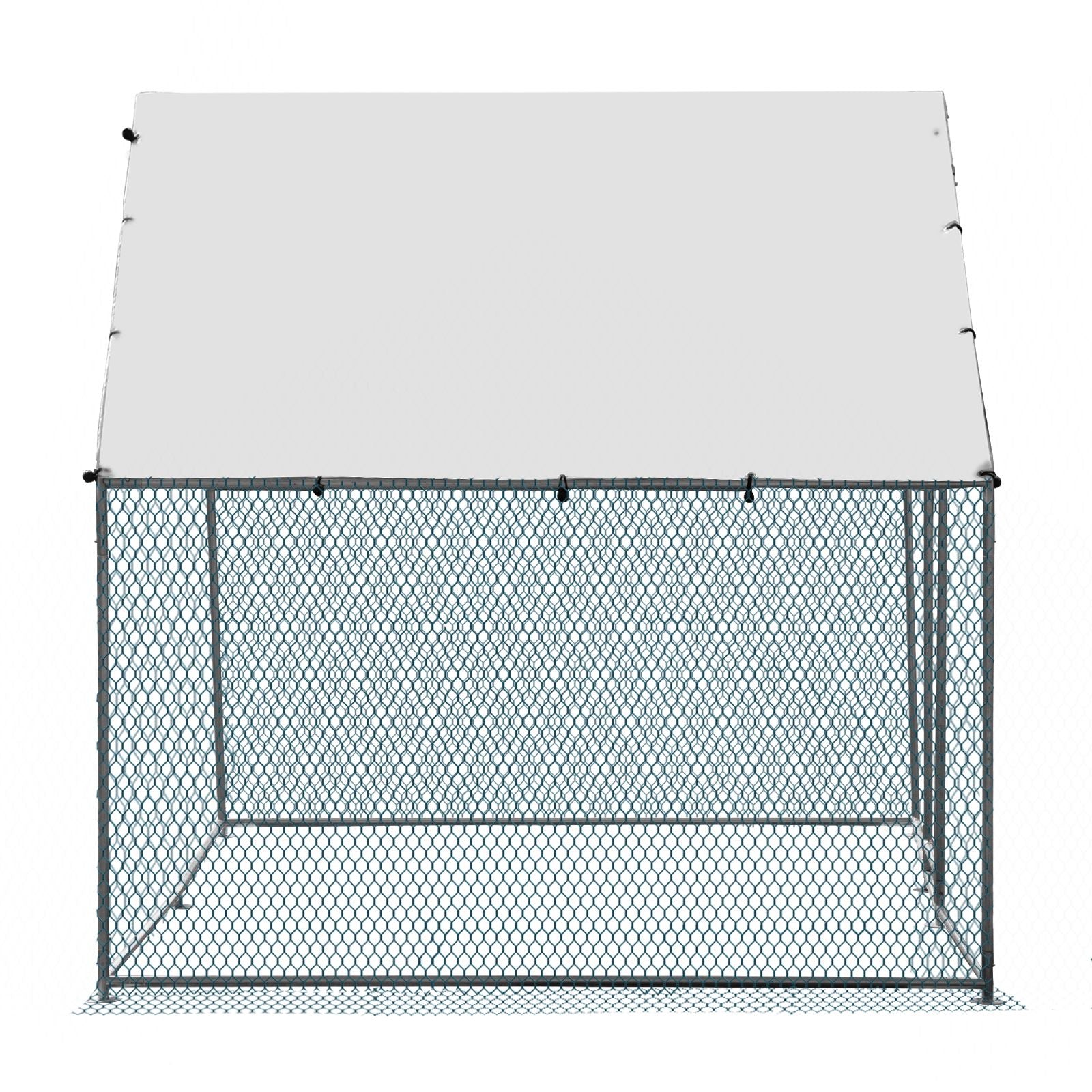 x x Silver Chicken Coop with Pointed Roof and practical PE Cover
