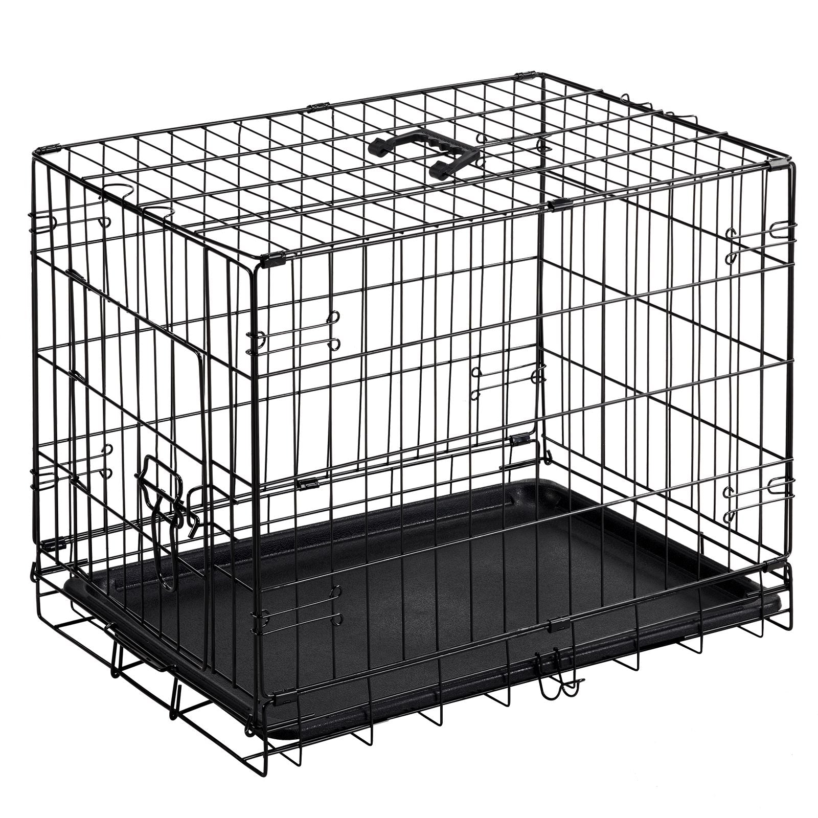 24 inch Single door Dog Cage - durable metal pet kennel, secure lock, collapsible design, removable tray for easy cleaning, portable puppy cage
