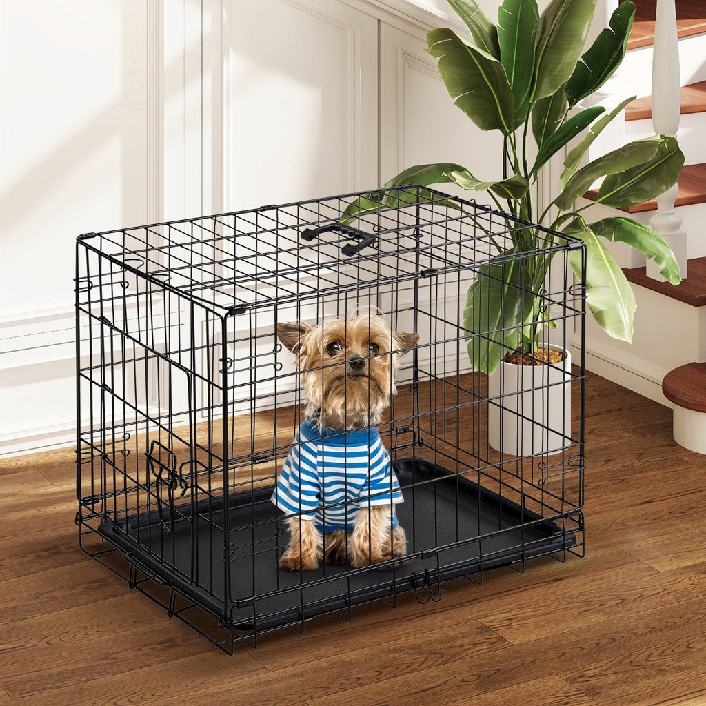24 inch Single door Dog Cage - durable metal pet kennel, secure lock, collapsible design, removable tray for easy cleaning, portable puppy cage