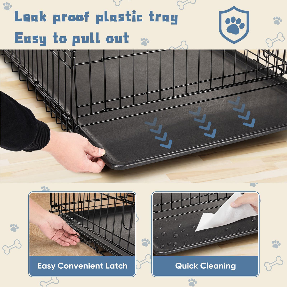 everyday structured Dog Crate with Secure Latch & Removable Tray