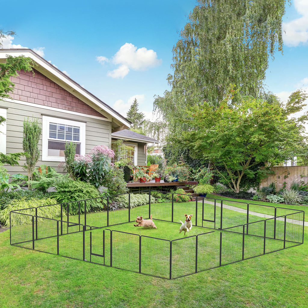 24-Panel Dog Playpen with Lockable Door for Indoor/Outdoor Use