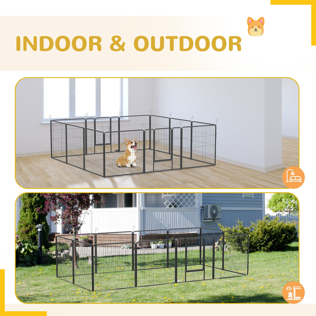 24-Panel Dog Playpen with Lockable Door for Indoor/Outdoor Use