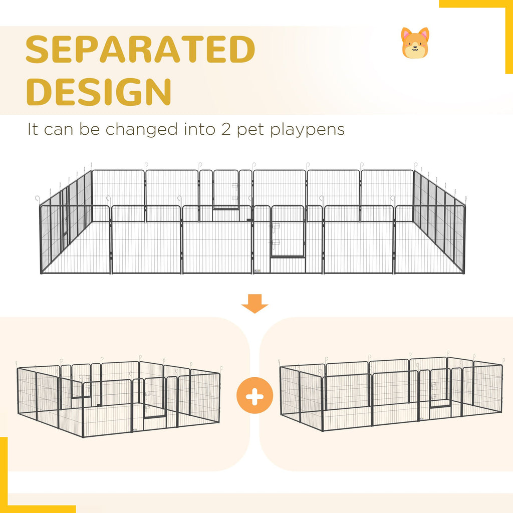 24-Panel Dog Playpen with Lockable Door for Indoor/Outdoor Use