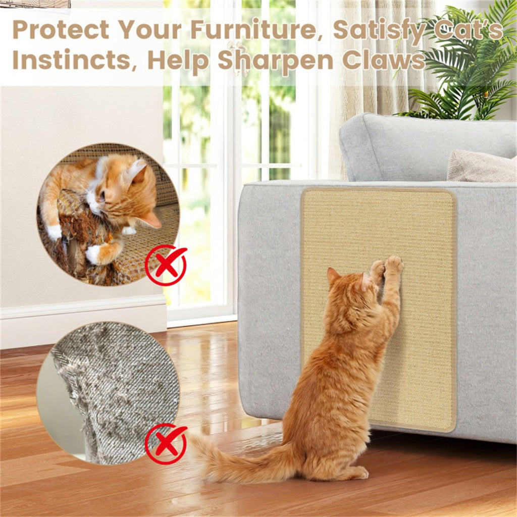 24 x 16 Inch Natural 6-Piece Cat Scratching Mats, Sisal Material Anti-Slip Latex Backing Furniture Protector