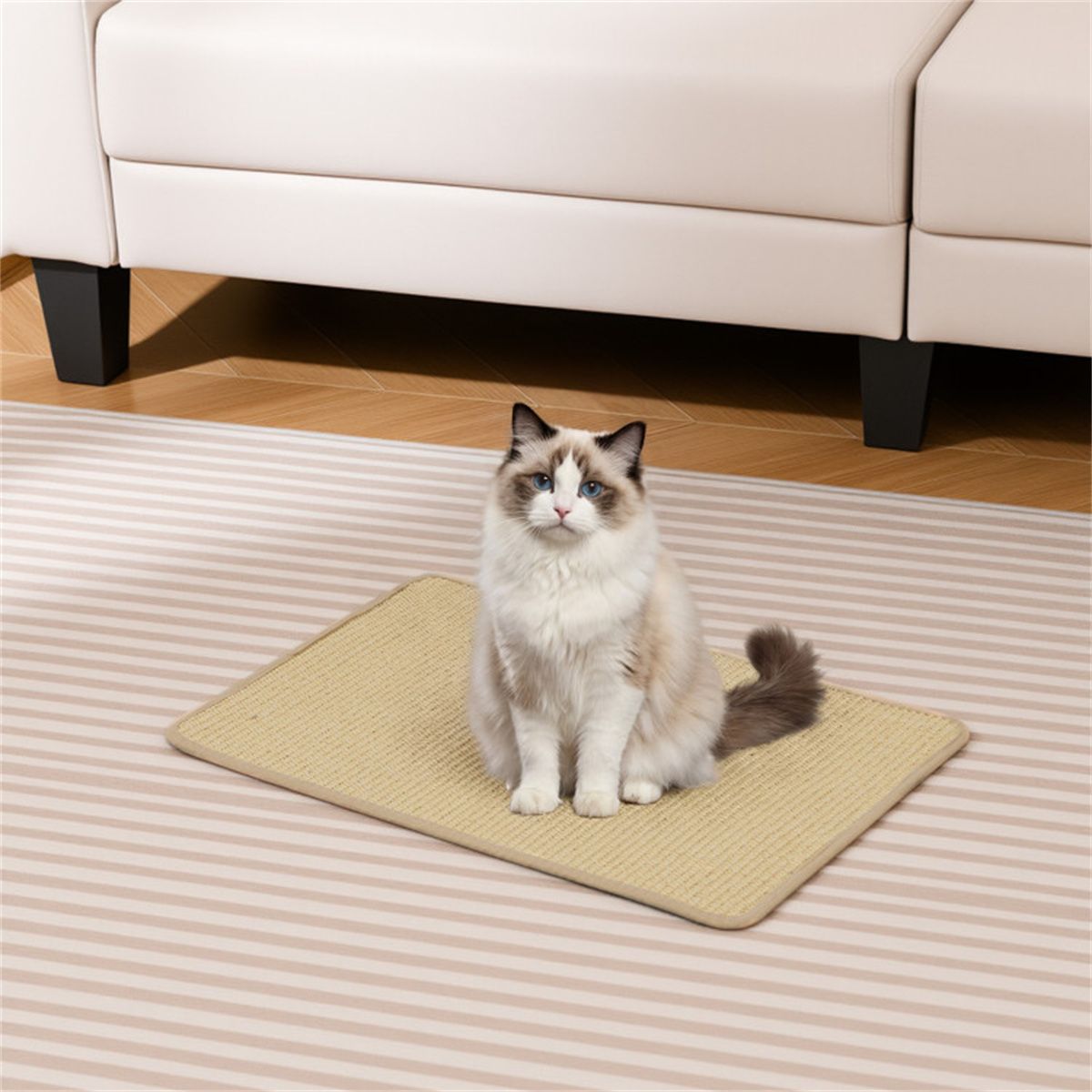 24 x 16 Inch Natural 6-Piece Cat Scratching Mats, Sisal Material Anti-Slip Latex Backing Furniture Protector
