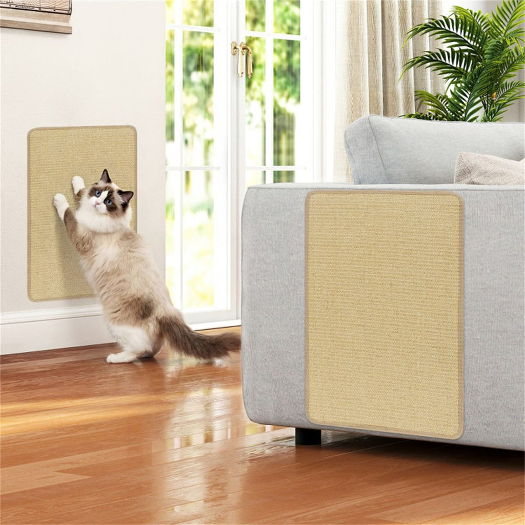 24 x 16 Inch Natural 6-Piece Cat Scratching Mats, Sisal Material Anti-Slip Latex Backing Furniture Protector