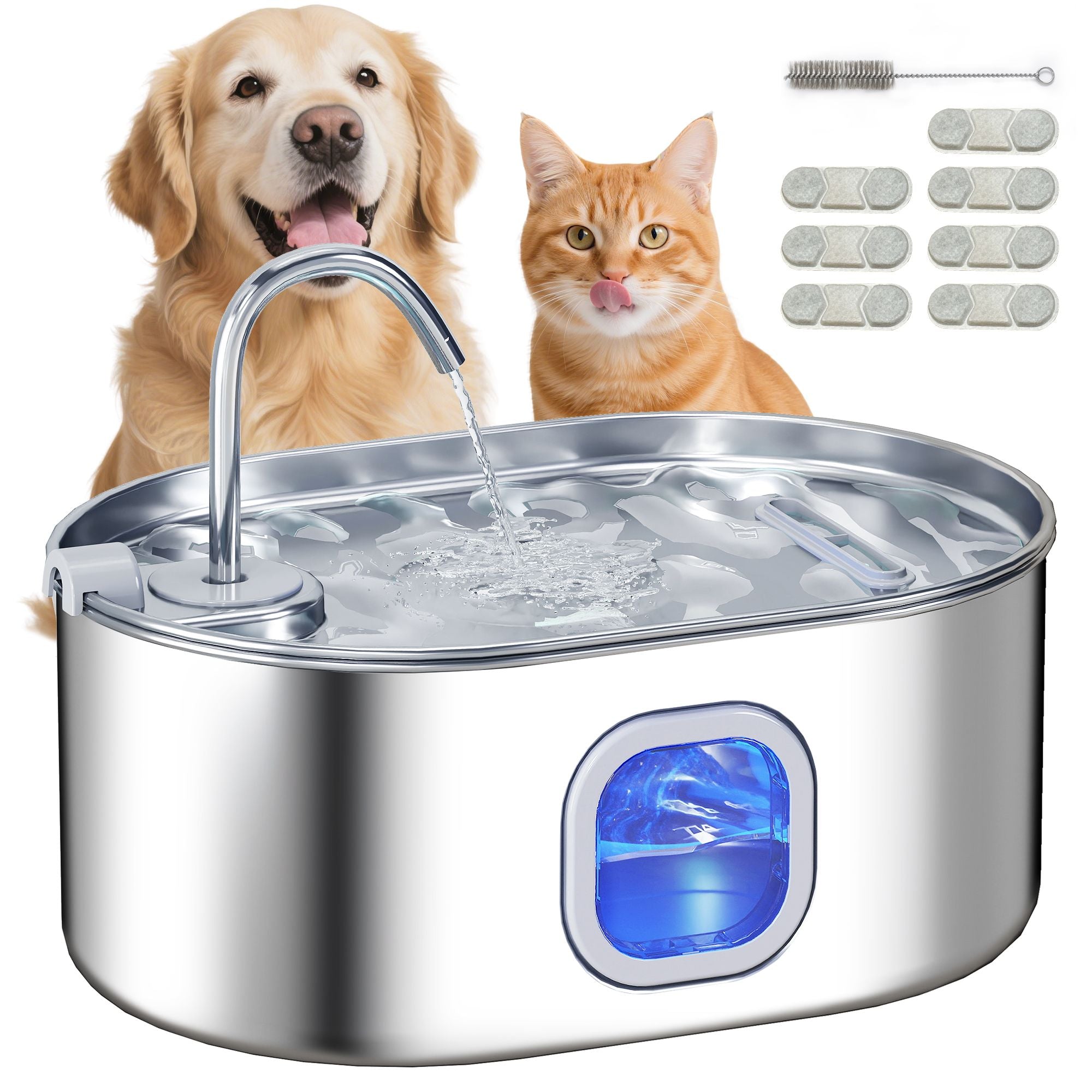 Keep Your Pets Hydrated with a 1.8-Gallon Stainless Steel Fountain
