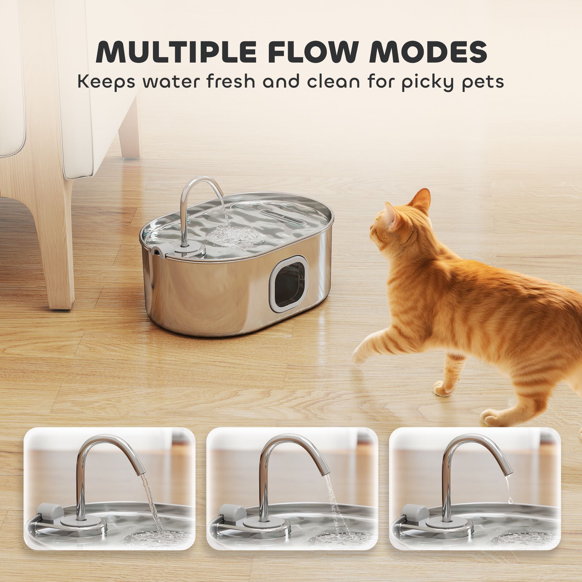 246 oz./7L Stainless Steel Cat Water Fountain with Filters, Ultra-Quiet Pump, for Cats, Dogs & Multi-Pet Homes