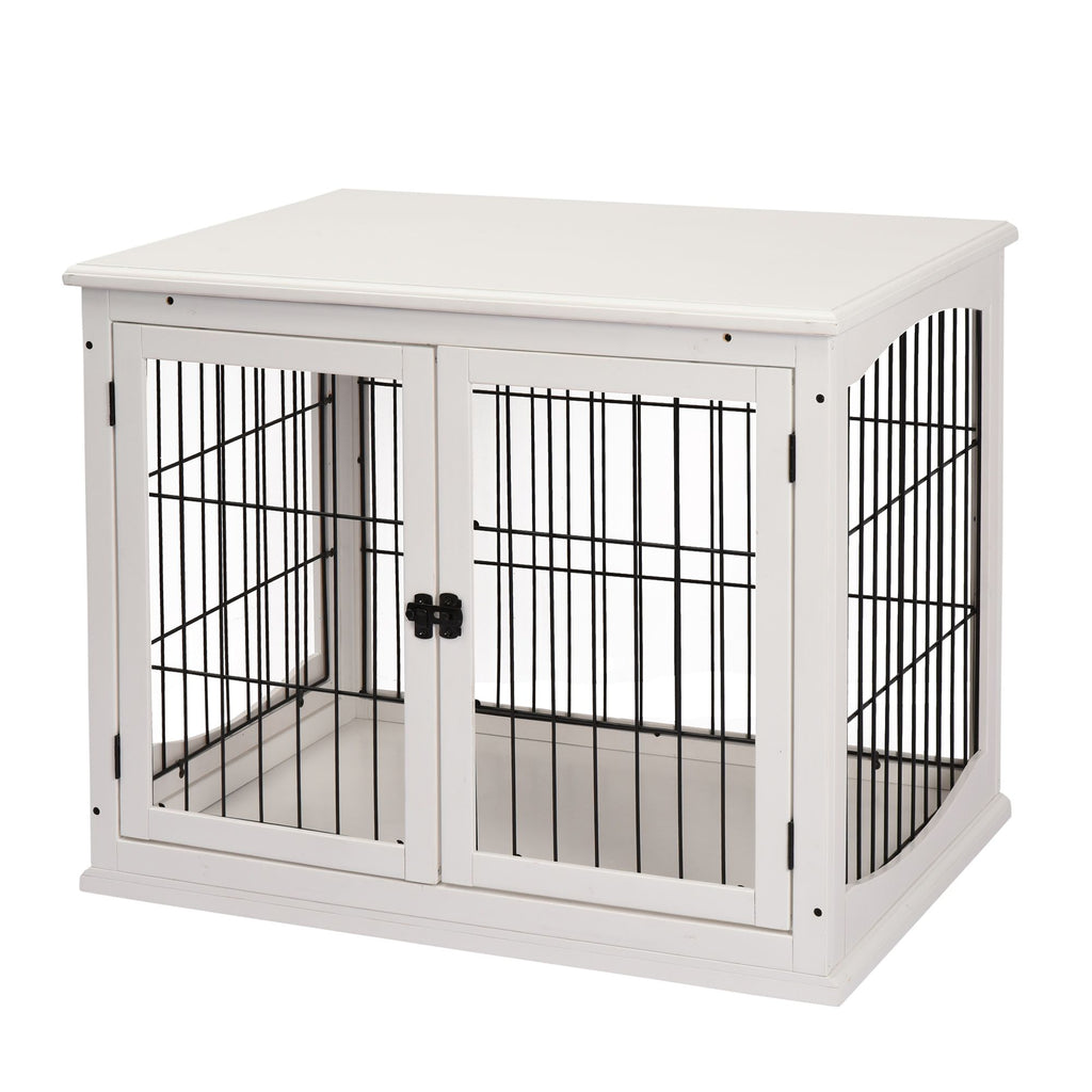 2-in-1 furniture-style Dog Crate End Table with Lockable Doors