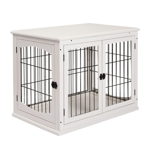 2-in-1 furniture-style Dog Crate End Table with Lockable Doors – image 2