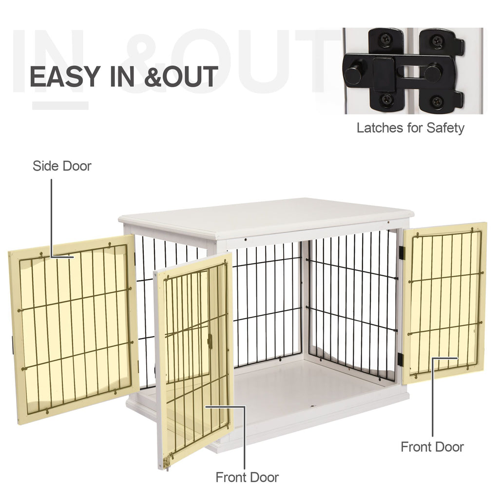 2-in-1 furniture-style Dog Crate End Table with Lockable Doors