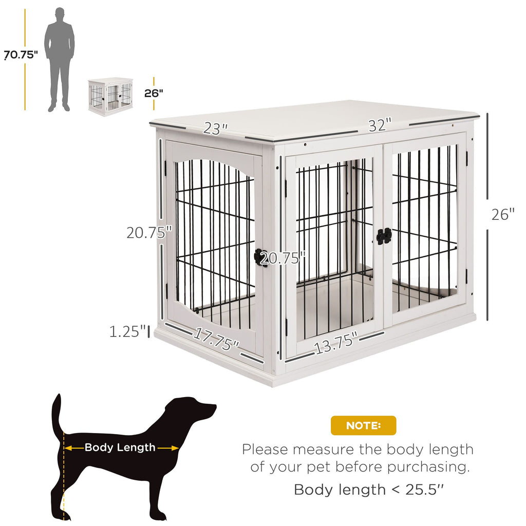2-in-1 furniture-style Dog Crate End Table with Lockable Doors