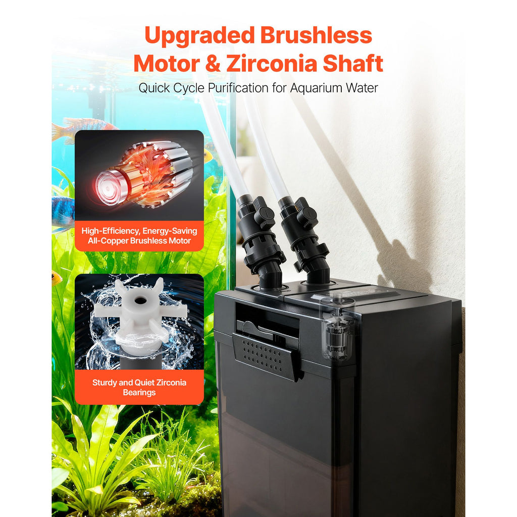 Quiet 264GPH Canister Filter with Adjustable Flow for Freshwater Aquariums