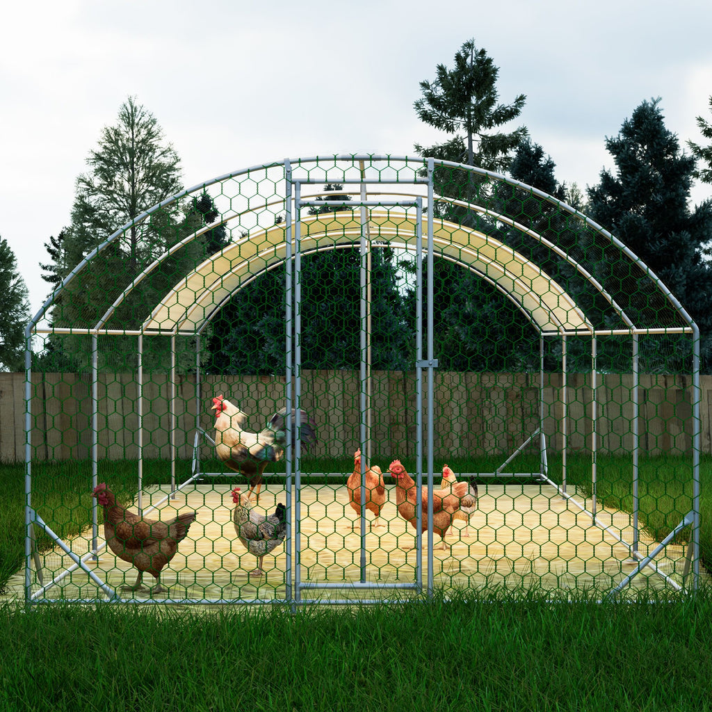 Large Chicken Coop with water-ready Cover & Lockable Door - Walk-in Poultry Run for Backyard