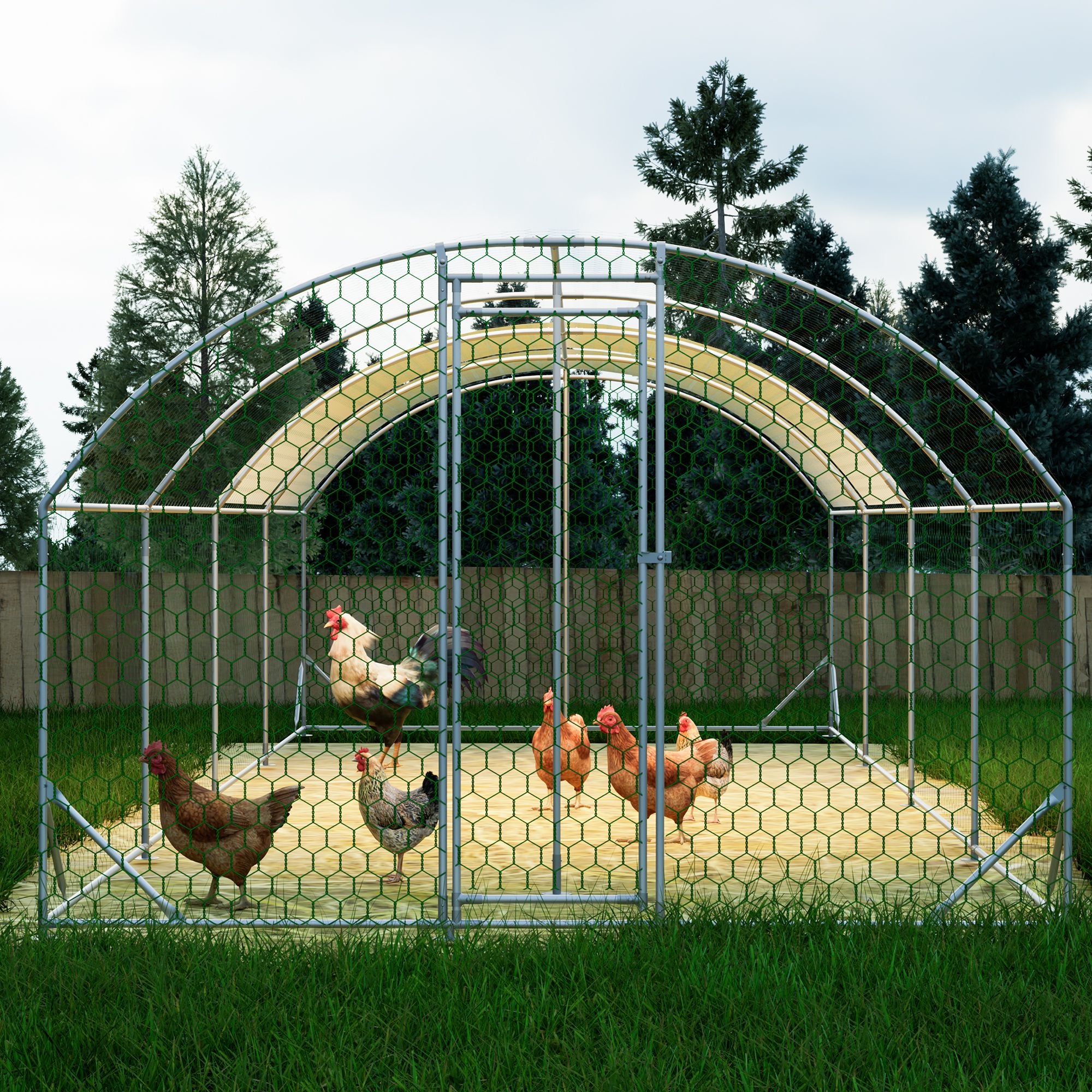 Large Chicken Coop with water-ready Cover & Lockable Door - Walk-in Poultry Run for Backyard