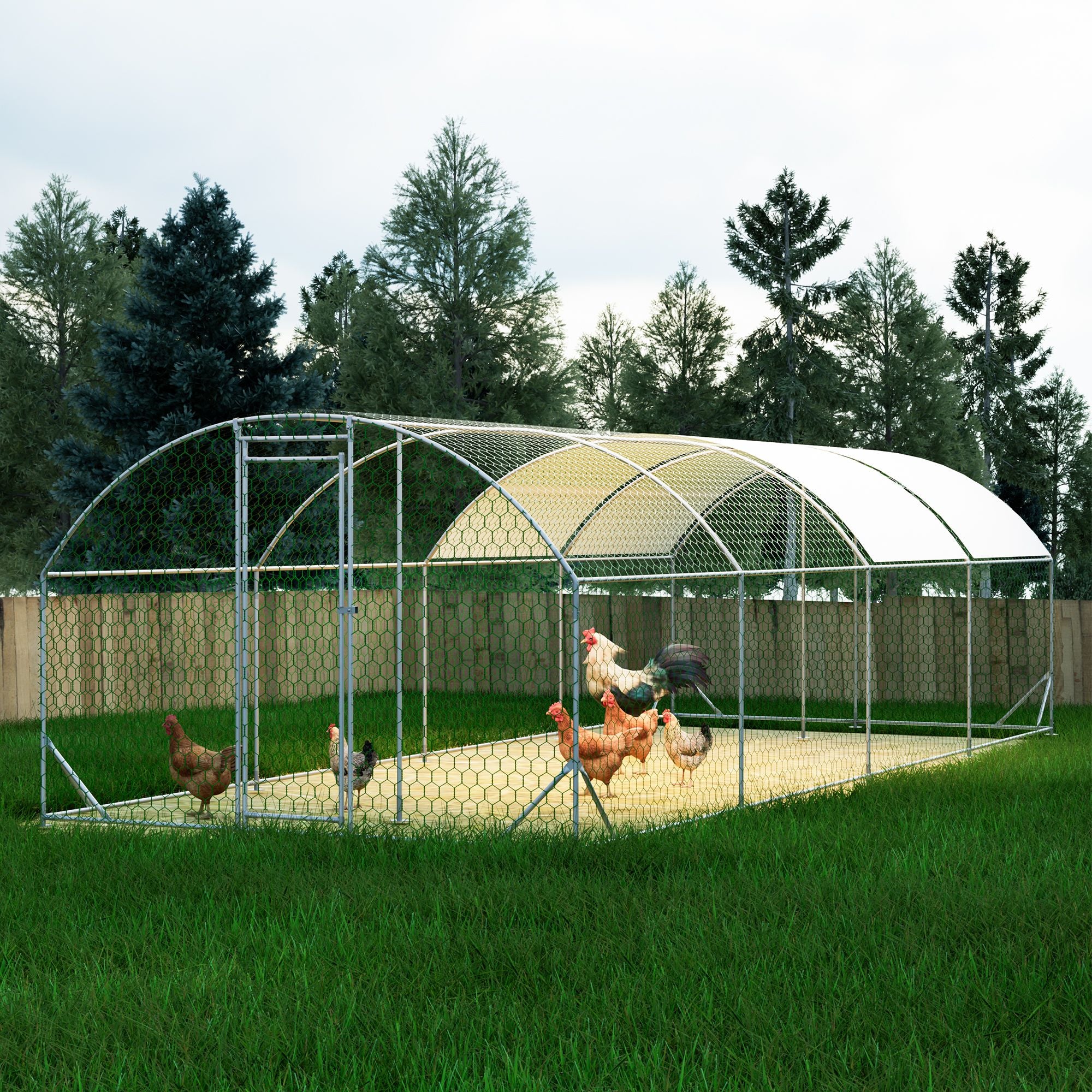 Large Chicken Coop with water-ready Cover & Lockable Door - Walk-in Poultry Run for Backyard